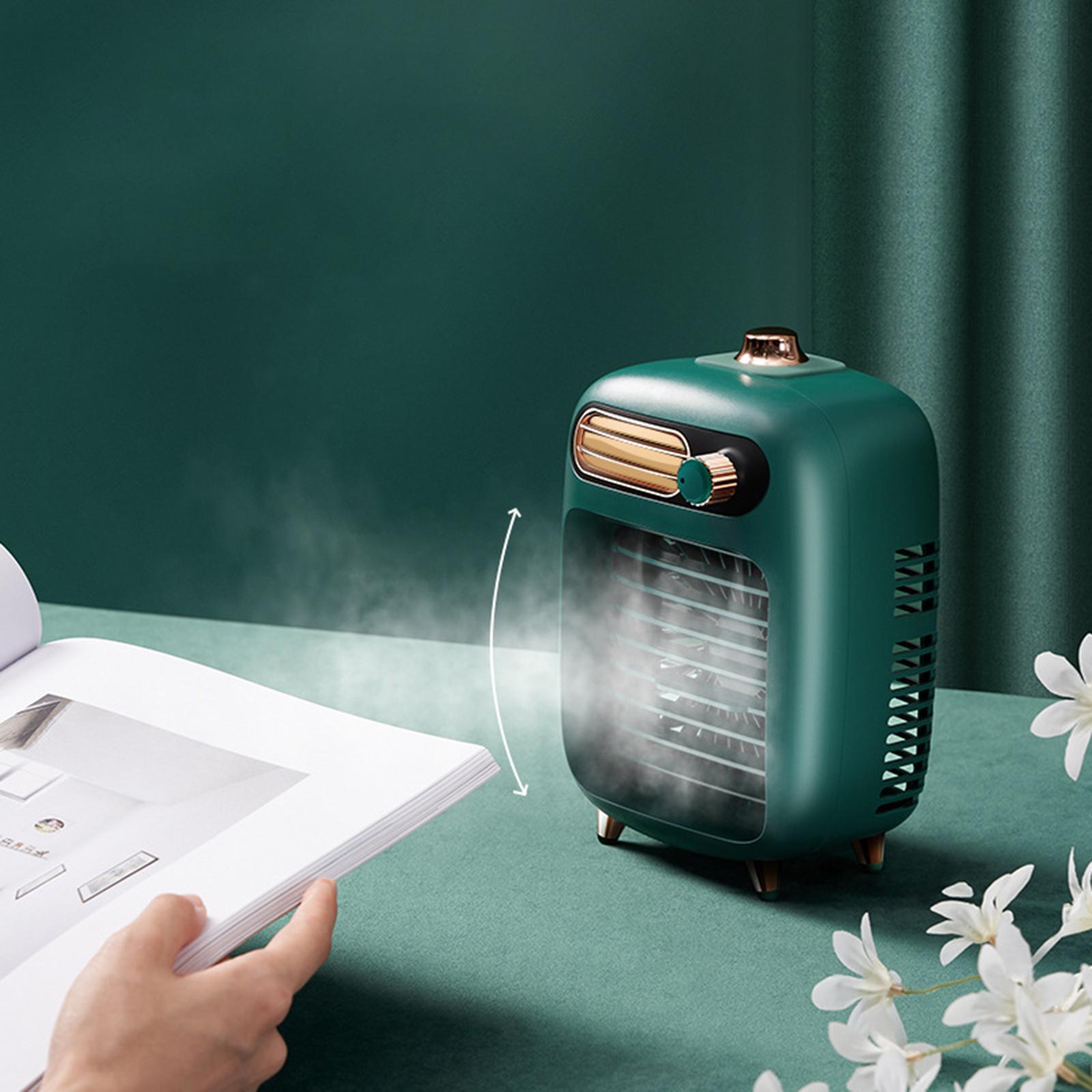 Personal Evaporative Cooler and Air Humidifier, Portable Desktop Air Conditioner, Desktop Cooling Fan, USB USB Rechargeable, with LED Night