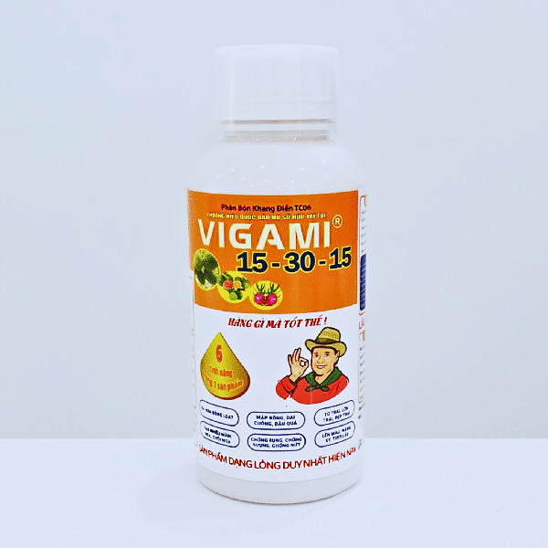 Phân bón Vigami 15-30-15 ra hoa đồng loạt, đậu quả, to trái, đẹp trái, chống rụng, chống nút, chống sượng 500ML