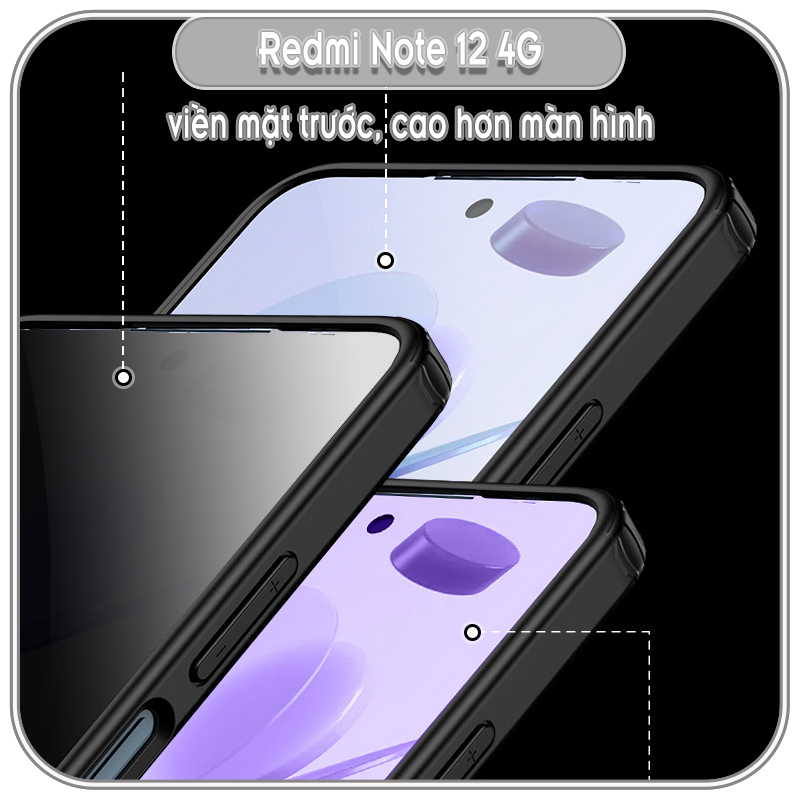 Ốp Lưng chống sốc wlons cho Redmi Note 12 4G, lưng PC không ố vàng