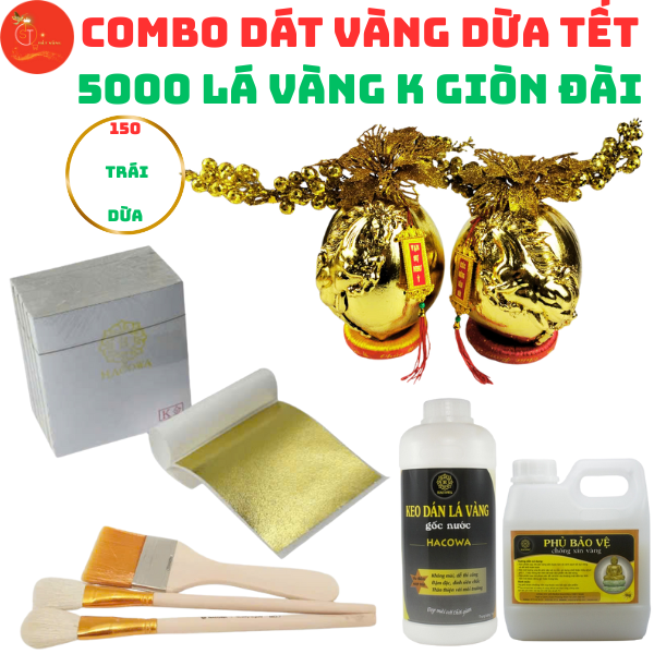 [SIÊU HOT] Combo Dát vàng 150 trái dừa chưng Tết 5000 lá K GIÒN ĐÀI đẹp nhất trong các loại lá dát vàng