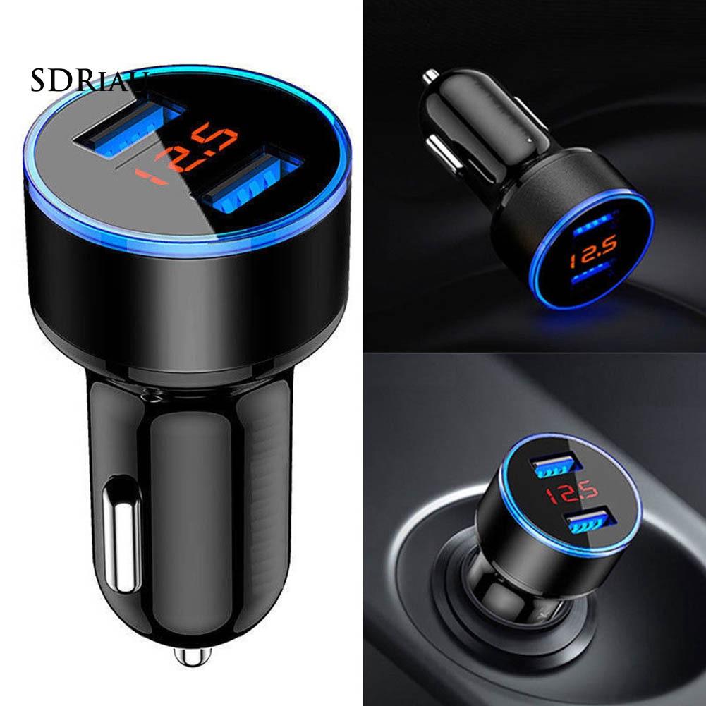 Tẩu sạc có cổng USB kép 3.1A tích hợp đèn LED gắn xe hơi