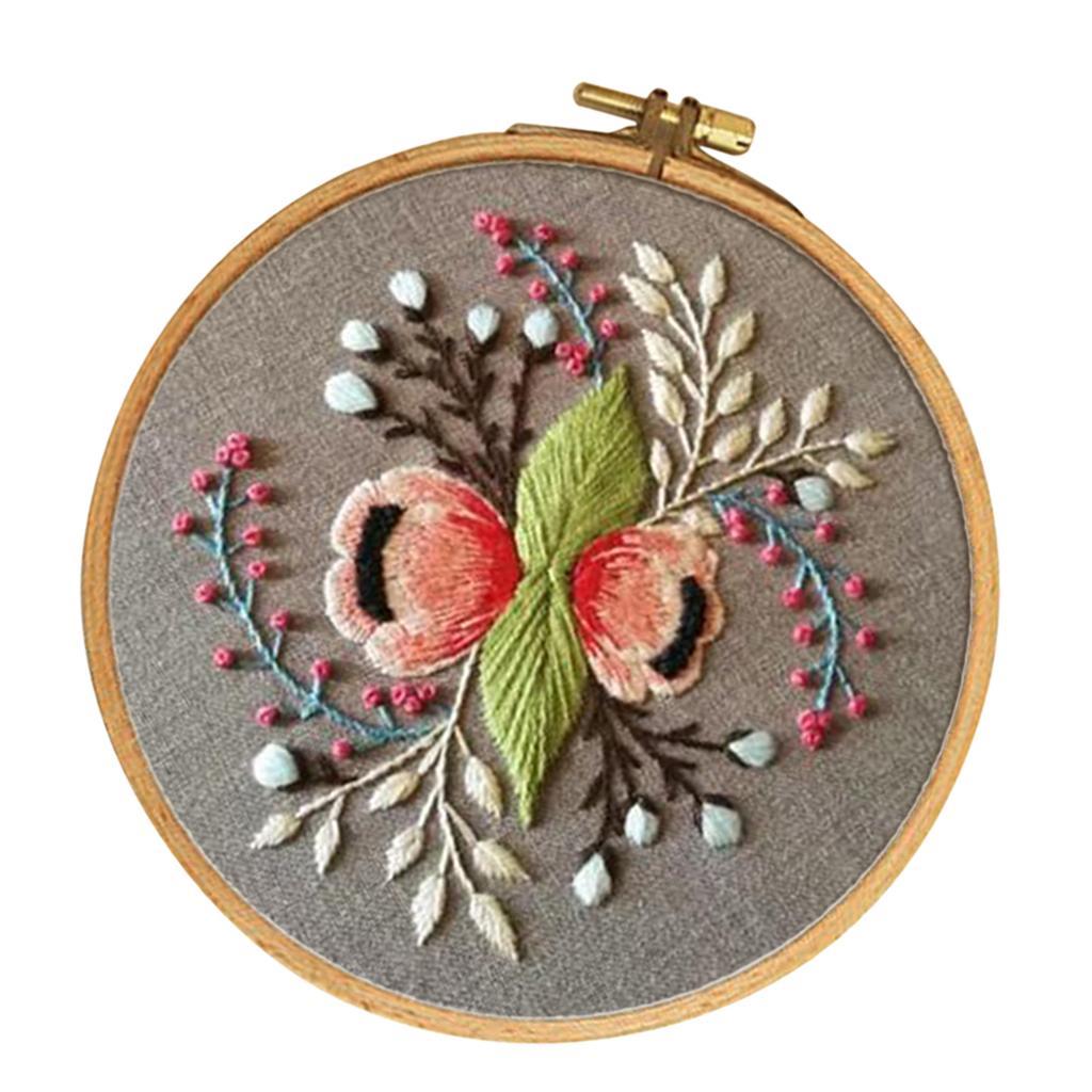 Flower Pattern DIY Needlework Kits Embroidery Hoop DIY Package for Beginners