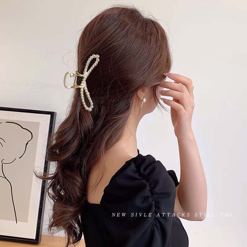 Kẹp tóc Hàn Quốc cánh ngọc đính đá Aikimo Kẹp tóc kim loại Cặp tóc càng cua thời trang cho nữ xinh sang chảnh KCANH