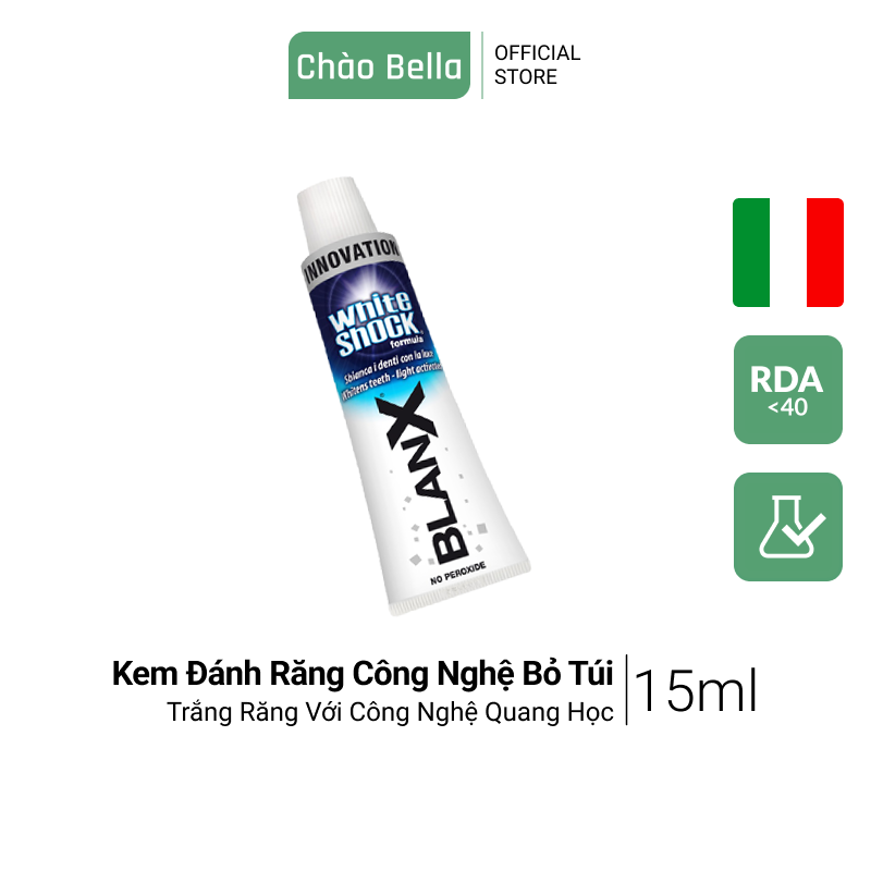 Tuýp Nhỏ 15ML Kem Đánh Răng Làm Trắng Răng BLANX White Shock Instant White Minisize