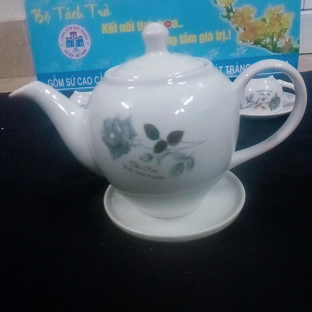 Bộ ấm chén in hoa hồng đen dung tích 500ml