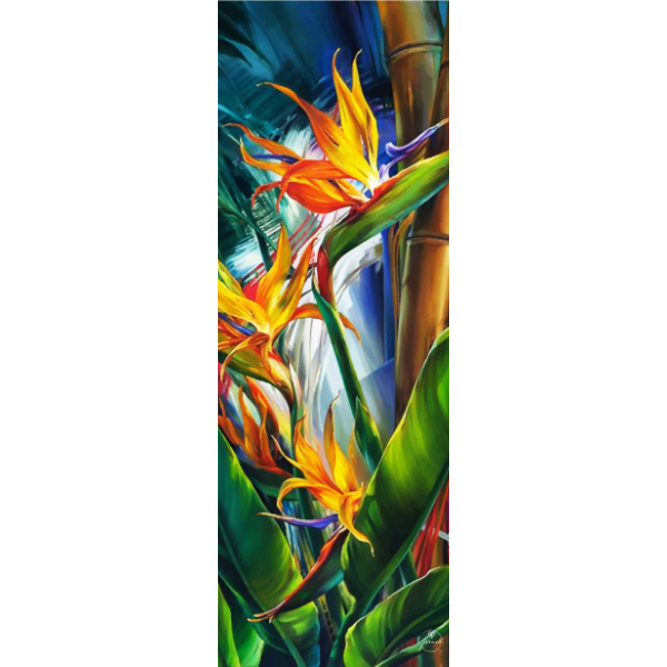 Free Ship - Thảm tập yoga chính hãng Yvonne hoạ tiết Hoa Thiên điểu (Bird of Paradise) dày 4mm, bề mặt nhám, siêu bám, chống trơn trượt, thấm hút mồ hôi, càng nhiều mồ hôi càng bám, dễ vệ sinh, bề đẹp, sang trọng