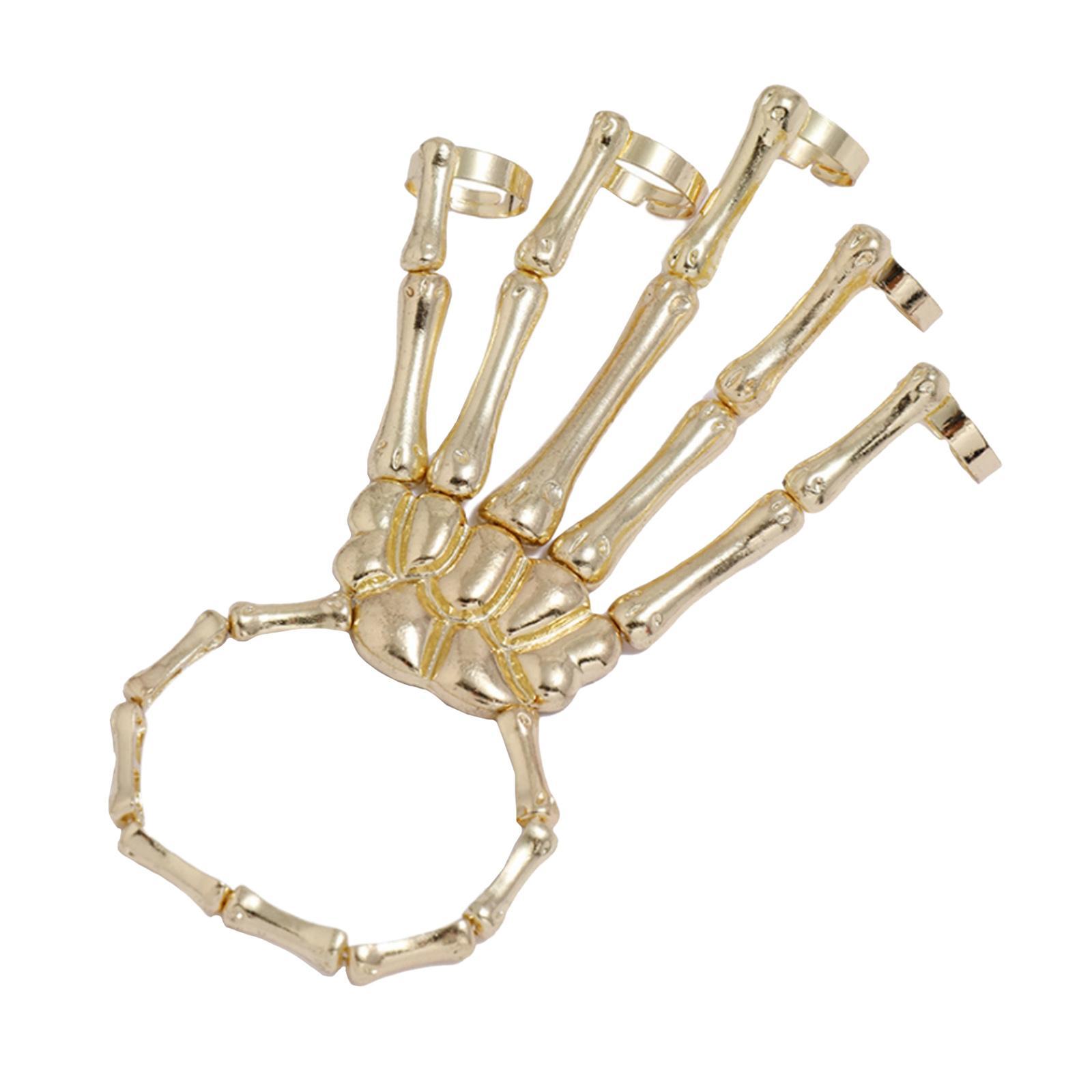 Skeleton Hand Bracelet with Rings Elasticity Wristband for Party