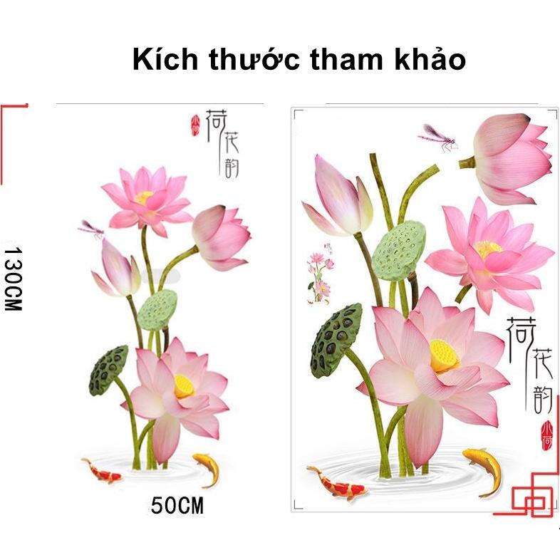 Decal trang trí dán tường - SEN HỒNG SẮC NÉT MẪU MỚI