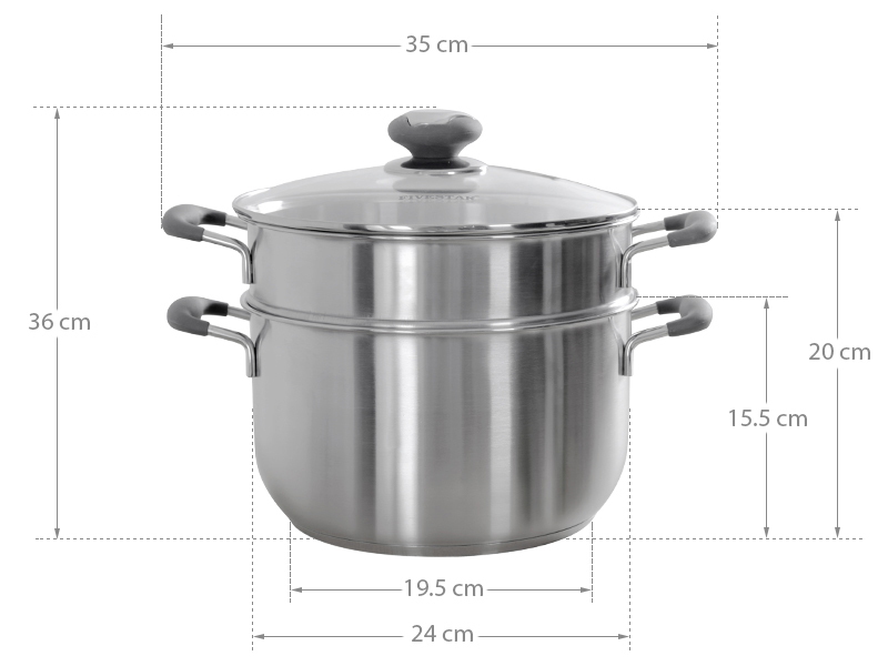 Bộ Nồi Xửng Hấp Fivestar 3 Đáy 26/28/30/32cm Chất Liệu Inox 430 Sáng Bóng, Bền Tốt, Ít Bị Oxy Hóa Bảo Hành 5 Năm- Hàng Chính Hãng