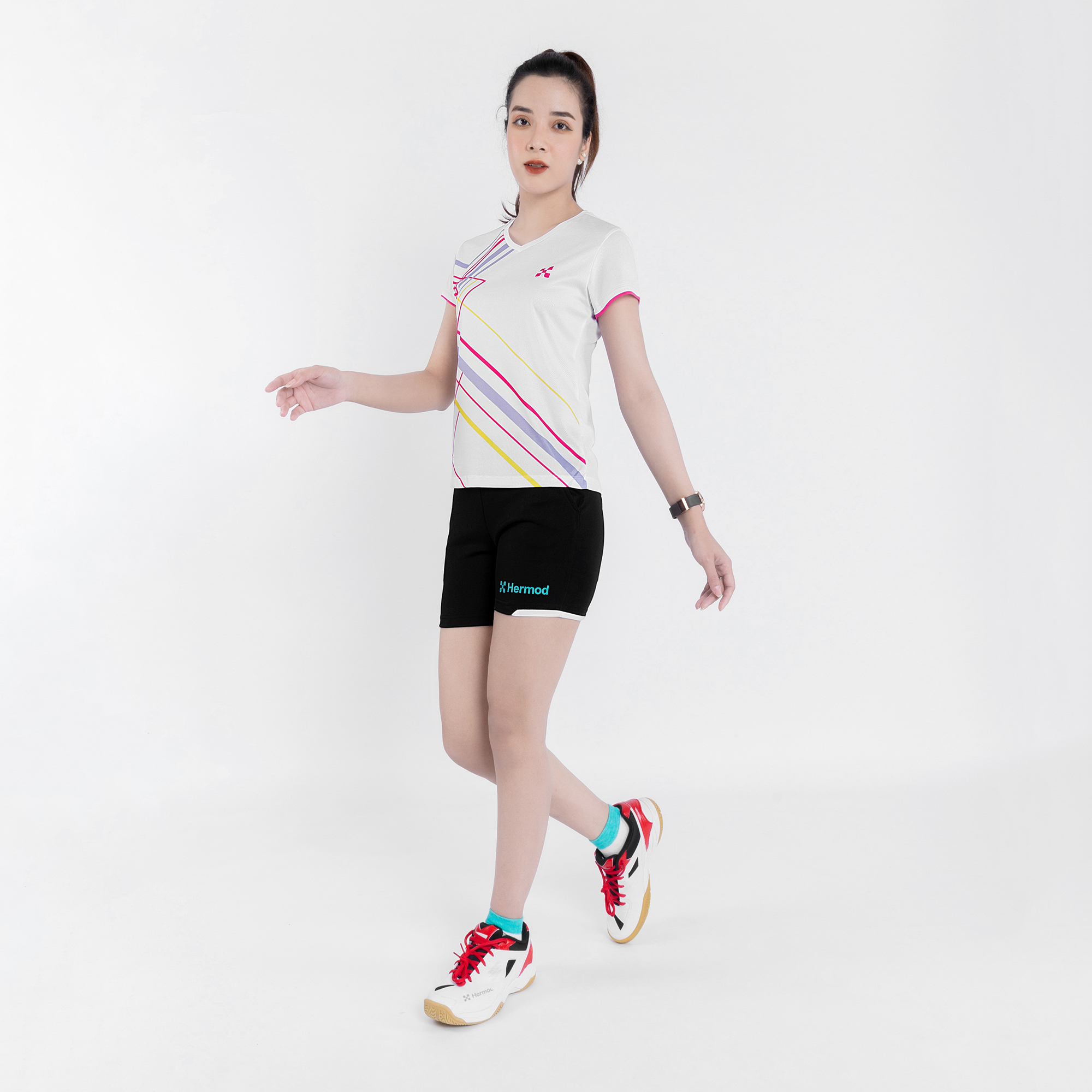 Áo Thể Thao Nữ HERMOD Tennis, Cầu Lông, Bóng Chuyền, Vải Co Dãn, Thoáng Mát, Thấm Hút B03TR