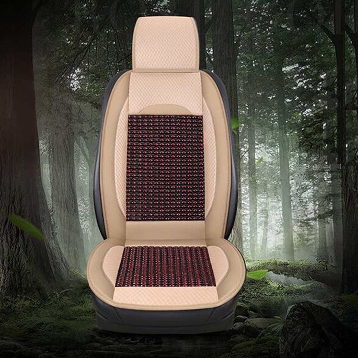 Áo lót ghế, tựa lưng ghế ô tô ghế văn phòng da PU và hạt gỗ massage chống nóng thông thoáng - Lót ghế ô tô cao cấp