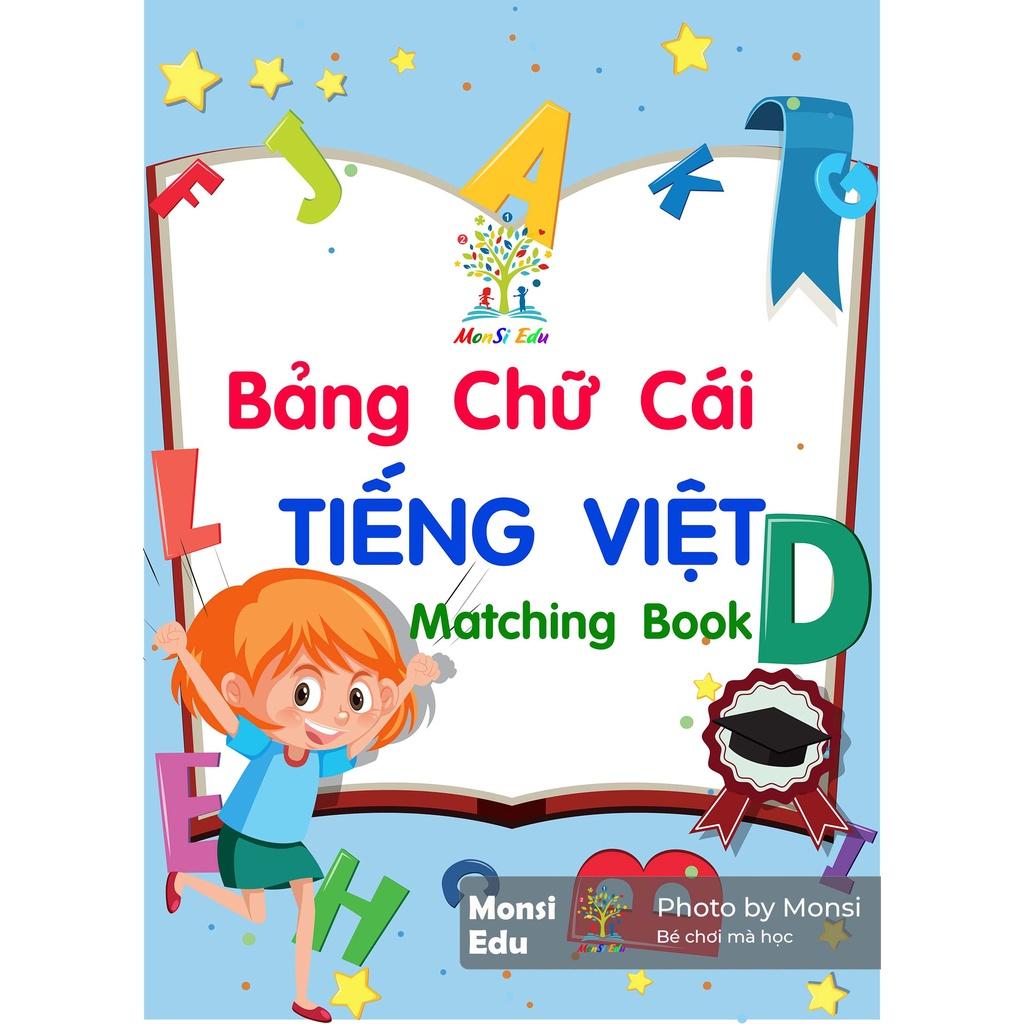 Monsi Edu Bộ 29 chữ cái tiếng việt Học liệu dính dán montessori F77M