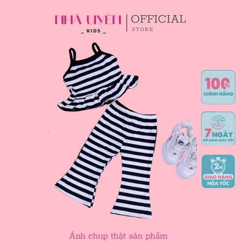 Bộ Quần Áo Bé Gái Áo Dây Vạt Bèo Quần Ống Loe Hàng Thiết Kế Nhã Uyên Kids Mã BK049