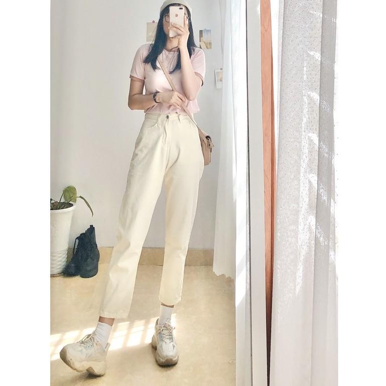Quần Jean Nữ Dáng Baggy Ống Suông Basic ThunderUnisex Chất Vải Dày Dặn Mềm Mại Phong Cách Ulzzang Fullsize 3 màu