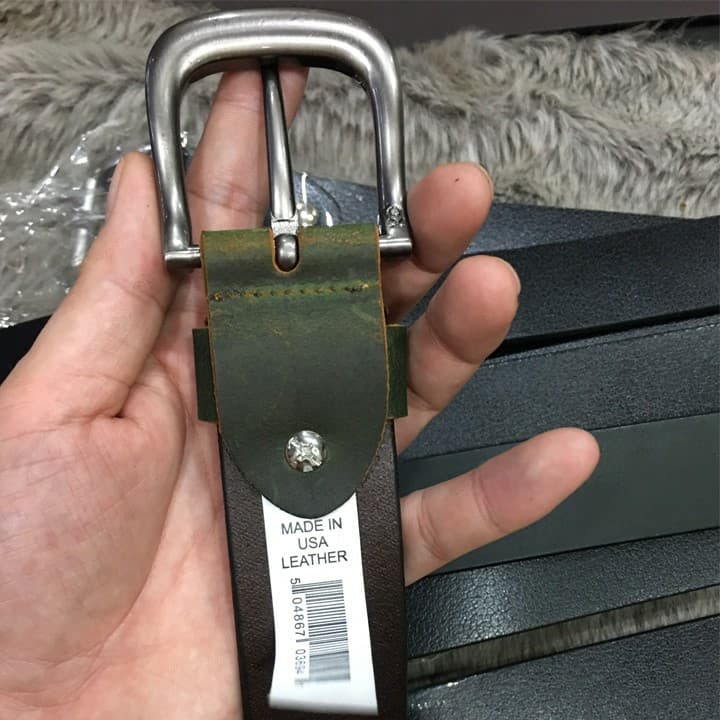 Thắt Lưng Nam Da Bò Sáp Xanh Đen