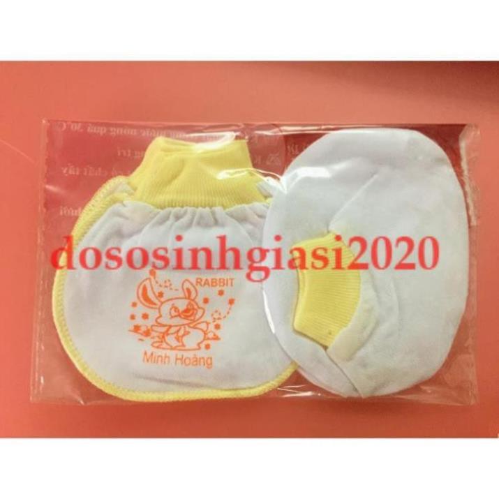 Set 5 đôi bao tay chân trắng cổ bo cho bé sơ sinh