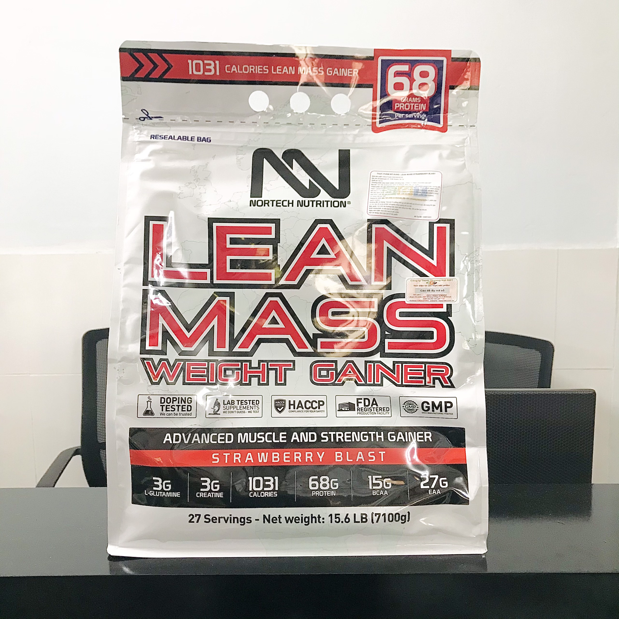 NorTech Lean Mass Gainer, Sữa Tăng Cân, Tăng Cơ Nạc Hiệu Quả, Bổ Sung 69G Protein, 27G EAA, 15G BCAA, 3G Creatine, 3G L-Glutamine, Thùng 7KG, 27 Lần Dùng