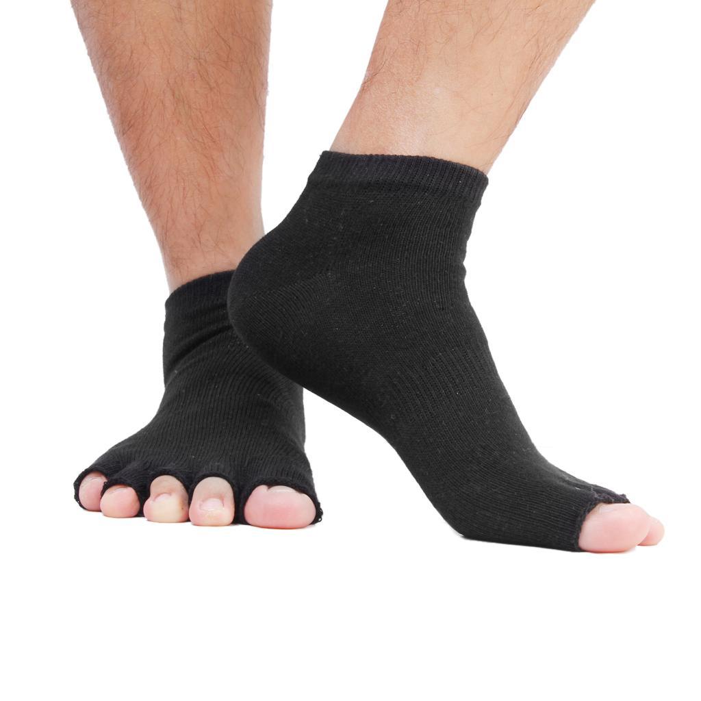 6x1 Pair Unisex Five Fingers Open Toe Socks Breathable Warm Yoga Casual Black