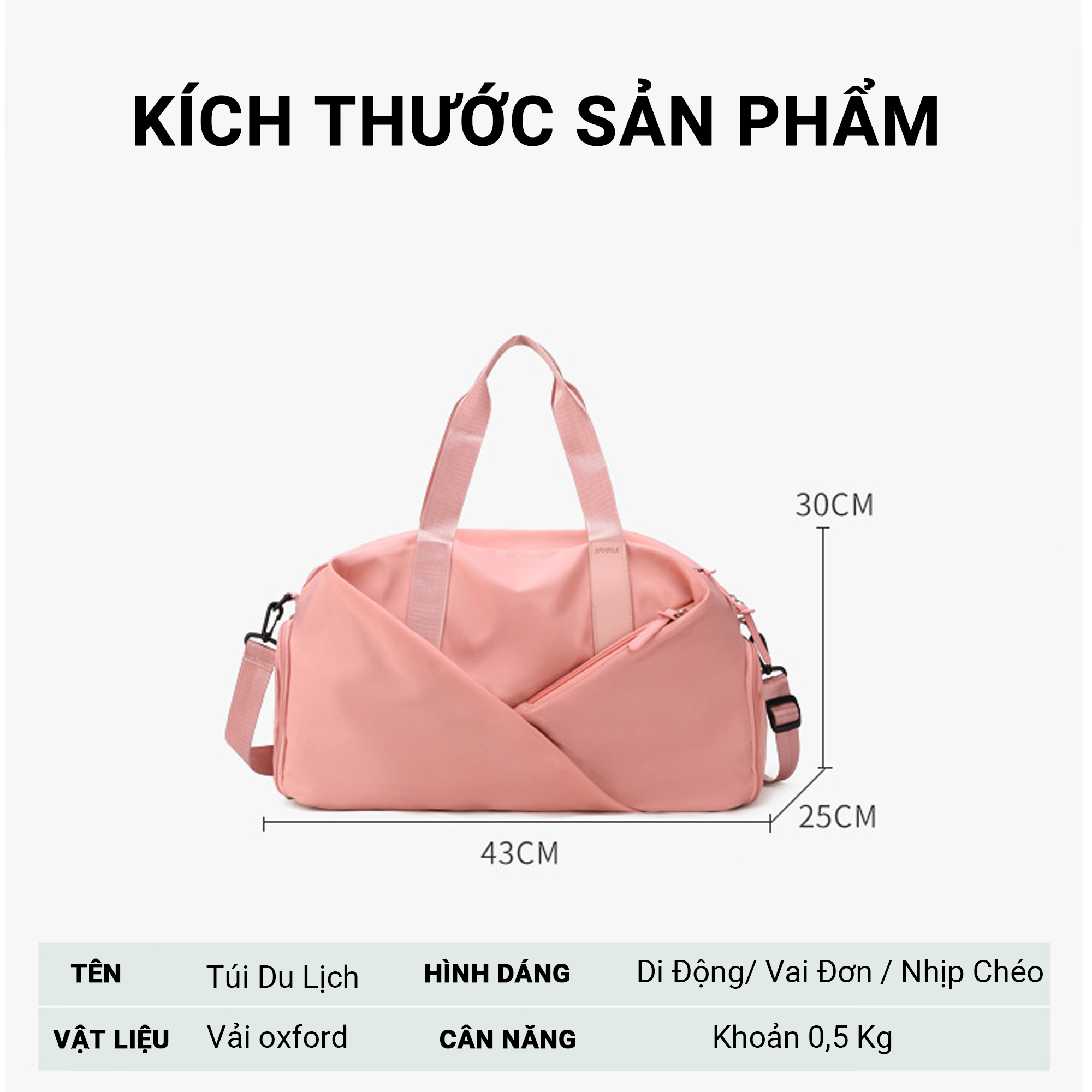 Túi Du Lịch Đa Năng Chống Thấm Nước Cao Cấp, Sức Chứa Lớn, Có Ngăn Đựng Giày Riêng Biệt, Túi Xách Du Lịch Teement - Hàng Chính Hãng