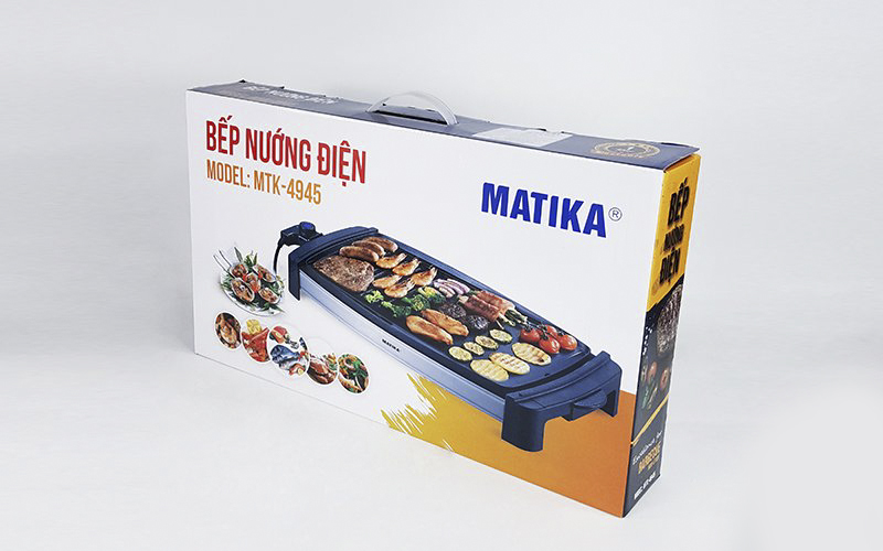 Bếp Nướng Điện,Vỉ Nướng Điện 2000W Matika MTK-4945 Chống Dính Vân Đá Hoa Cương Rơ-Le Tự Ngắt An Toàn-Hàng Chính Hãng