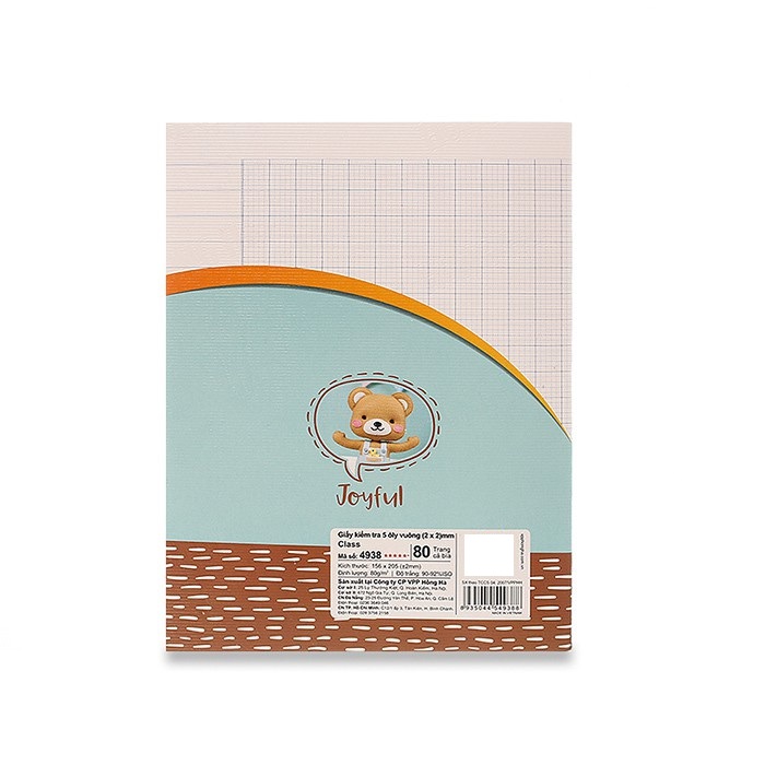 Giấy kiểm tra 5 ô ly HH Dream 4938 Dòng kẻ rõ nét, giấy viết không nhòe, với hình ảnh thú bông ngộ nghĩnh, đáng yêu phù hợp cho học sinh cấp I, tập viết
