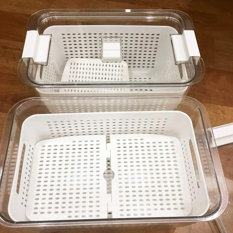 Hộp đựng thực phẩm để tủ lạnh 2 lớp cao cấp HOKORI 6588/6589 - Hộp nhựa bảo quản thực phẩm 2 ngăn, 2 lớp, 2 size