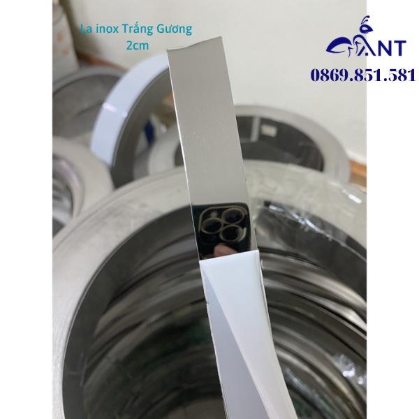 Nẹp la inox Trắng gương 2cm, chỉ nẹp inox Trắng gương 20mm, Nẹp inox, nẹp inox trần thạch cao, tính theo mét, dày 0.5li