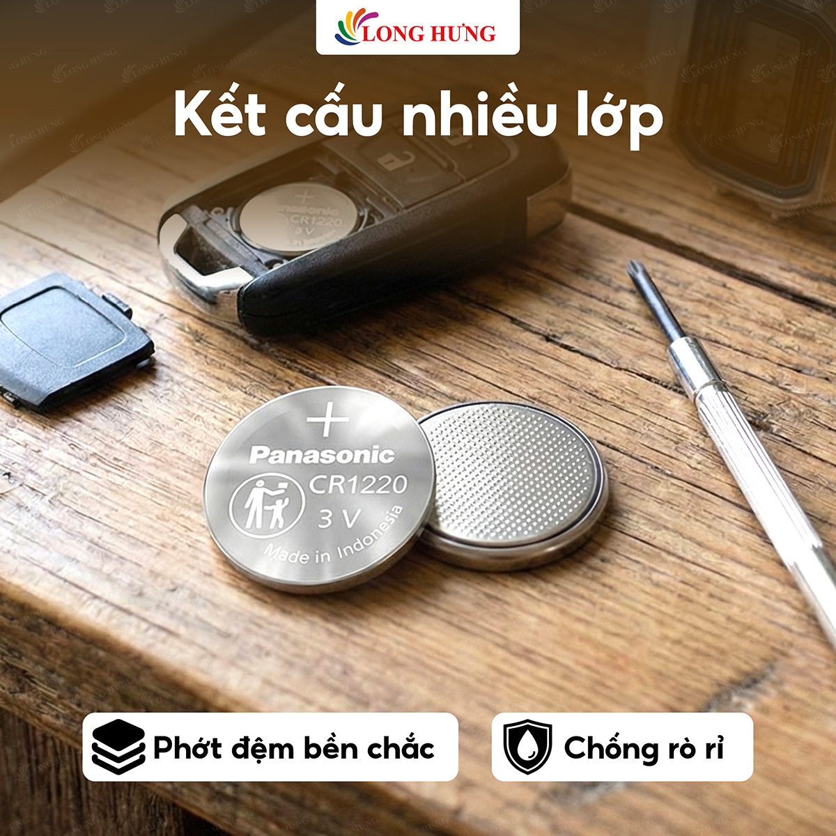 Pin nút Panasonic 3V CR-1220/5BE (1 viên/3 viên/5 viên/10 viên/50 viên) - Hàng chính hãng