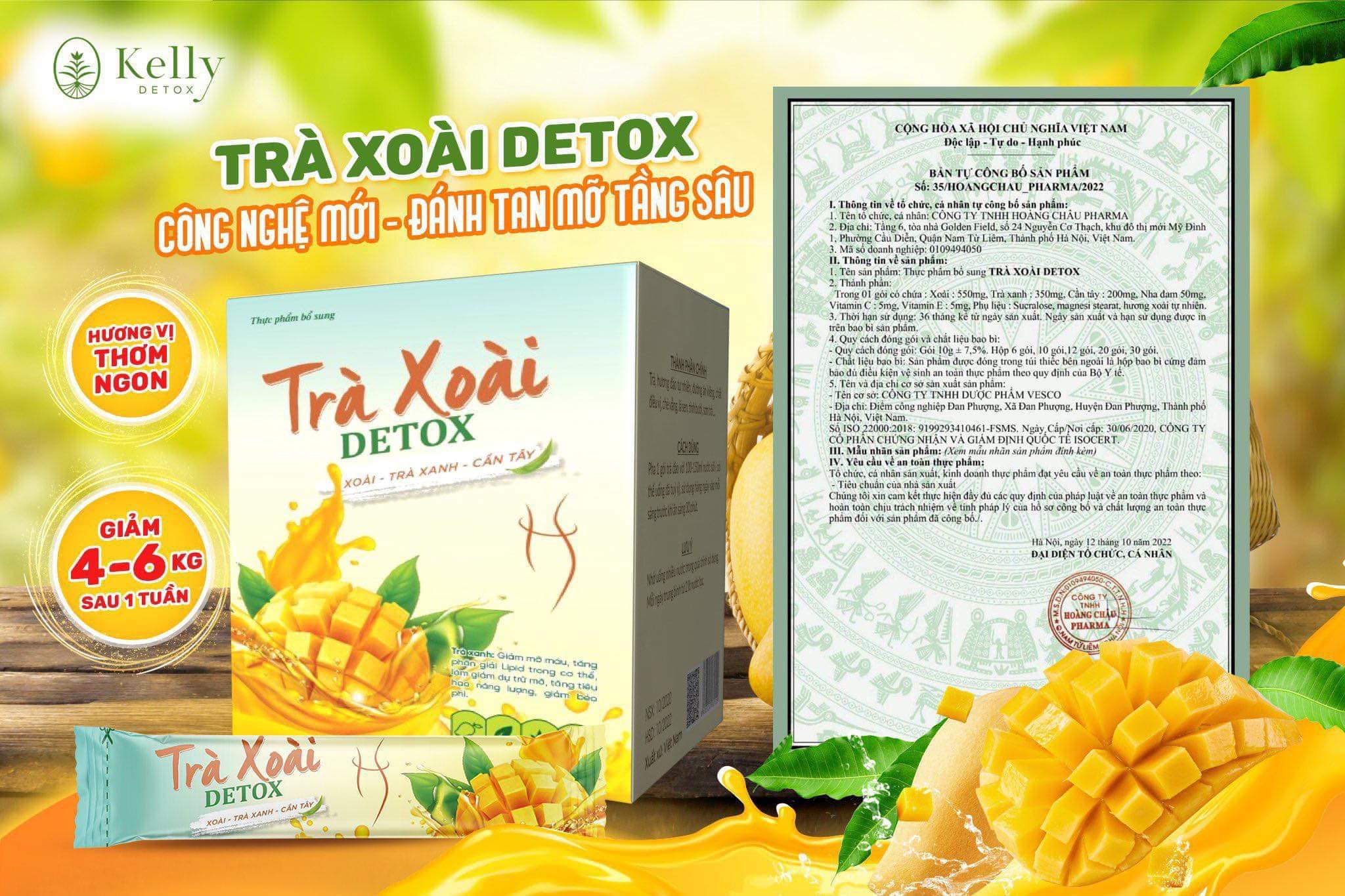 Trà Xoài Kelly Detox 12 Gói Hỗ Trợ Giảm Cân An Toàn , Hiệu Quả Và Thơm Ngon