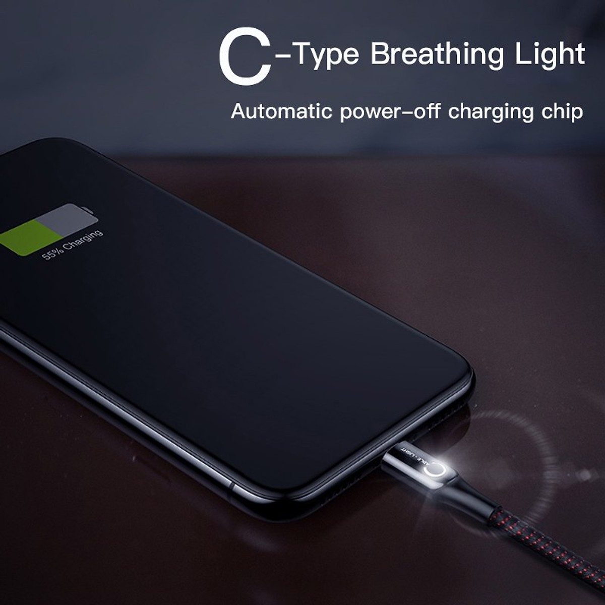 Dây Cáp sạc nhanh cho iPhone iPad tự ngắt thông minh hiệu Baseus C Shape Light (2.4A, Sạc nhanh, Sợi Carbon Siêu Bền, LED, Intelligent power-off) - hàng nhập khẩu