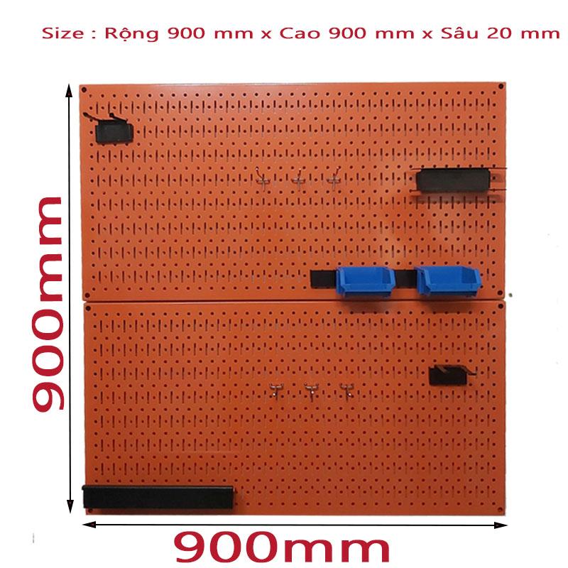 Tấm lưới pegboard đôi màu cam kèm phụ kiện treo tường