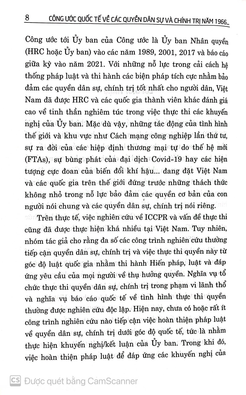 Công ước quốc tế về các quyền dân sự và chính trị năm 1966 và việc thực thi các khuyến nghị của ủy ban nhân quyền tại Việt Nam