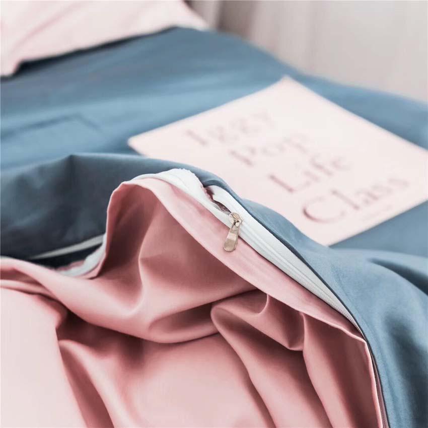 Bộ Chăn Ga Gối Lụa Tencel 60s Đơn Sắc LIDACO Cao Cấp - Xanh Phối Ga Hồng - TẶNG VỎ GỐI ÔM COTTON