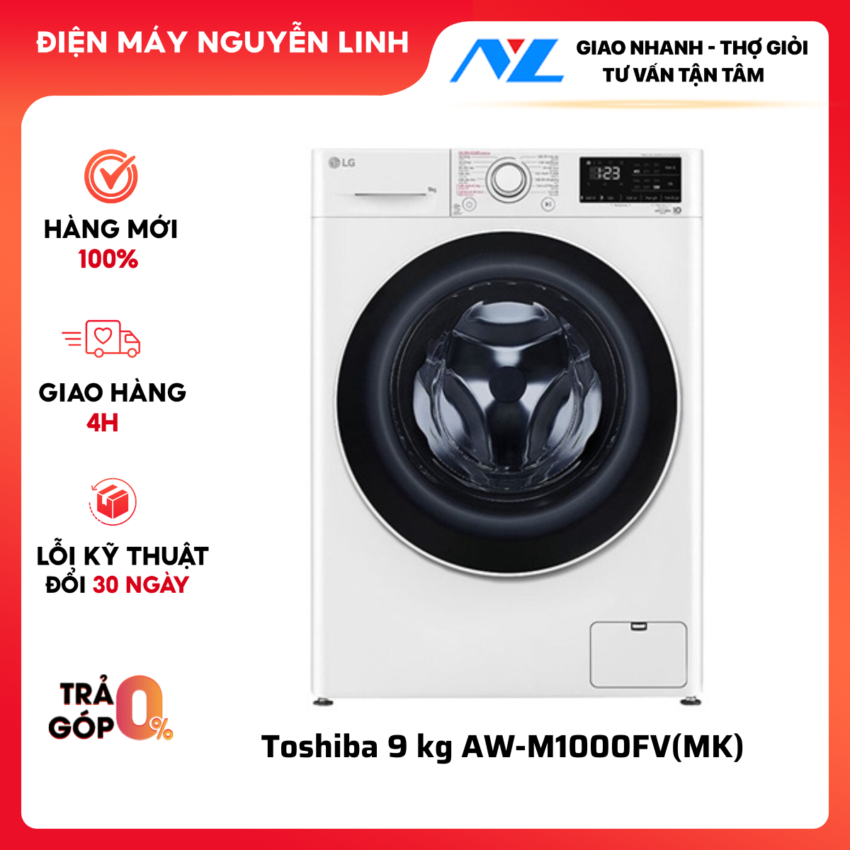 Máy giặt LG Inverter 9kg FV1209S5W - Chỉ giao HCM