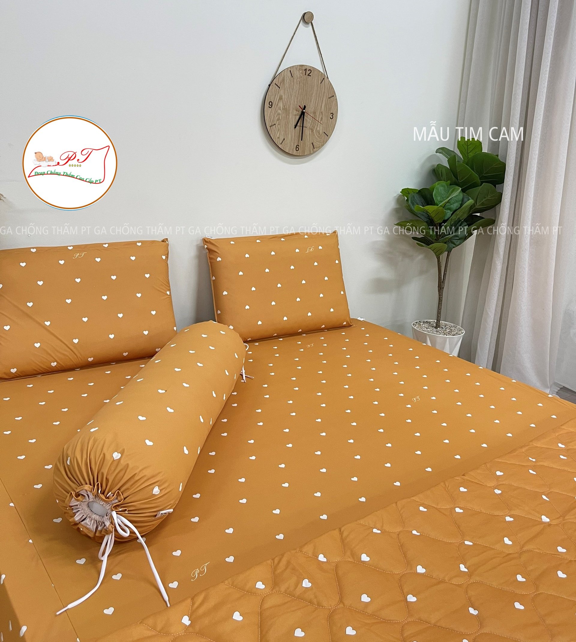 Ga Chống Thấm Cao Cấp PT Mẫu Họa Tiết Tim Cam