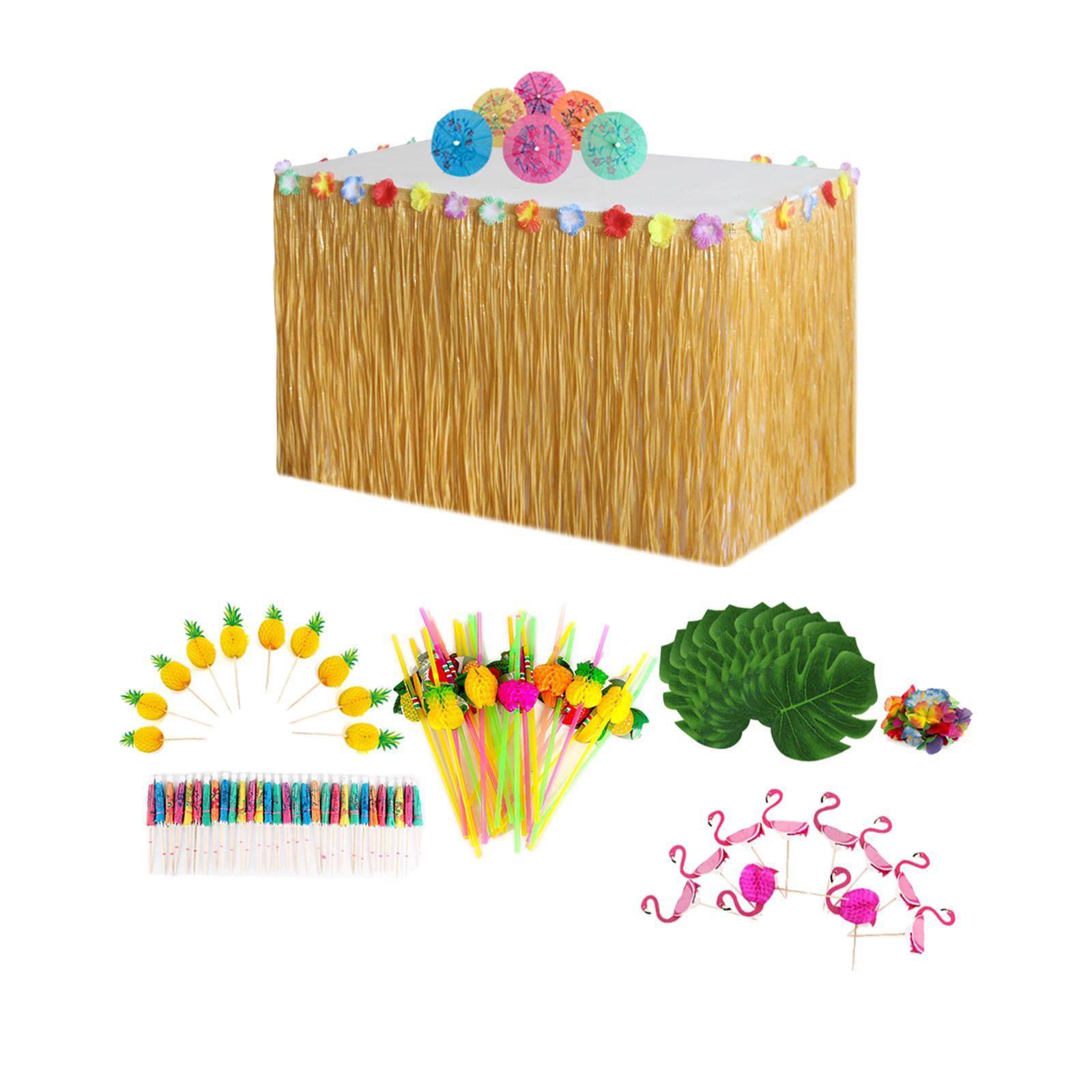 Artifical Luau Grass Table Skirt Tropical Luau Party Decoration Decor Accessories  Table Skirt for Photo Props Outdoor