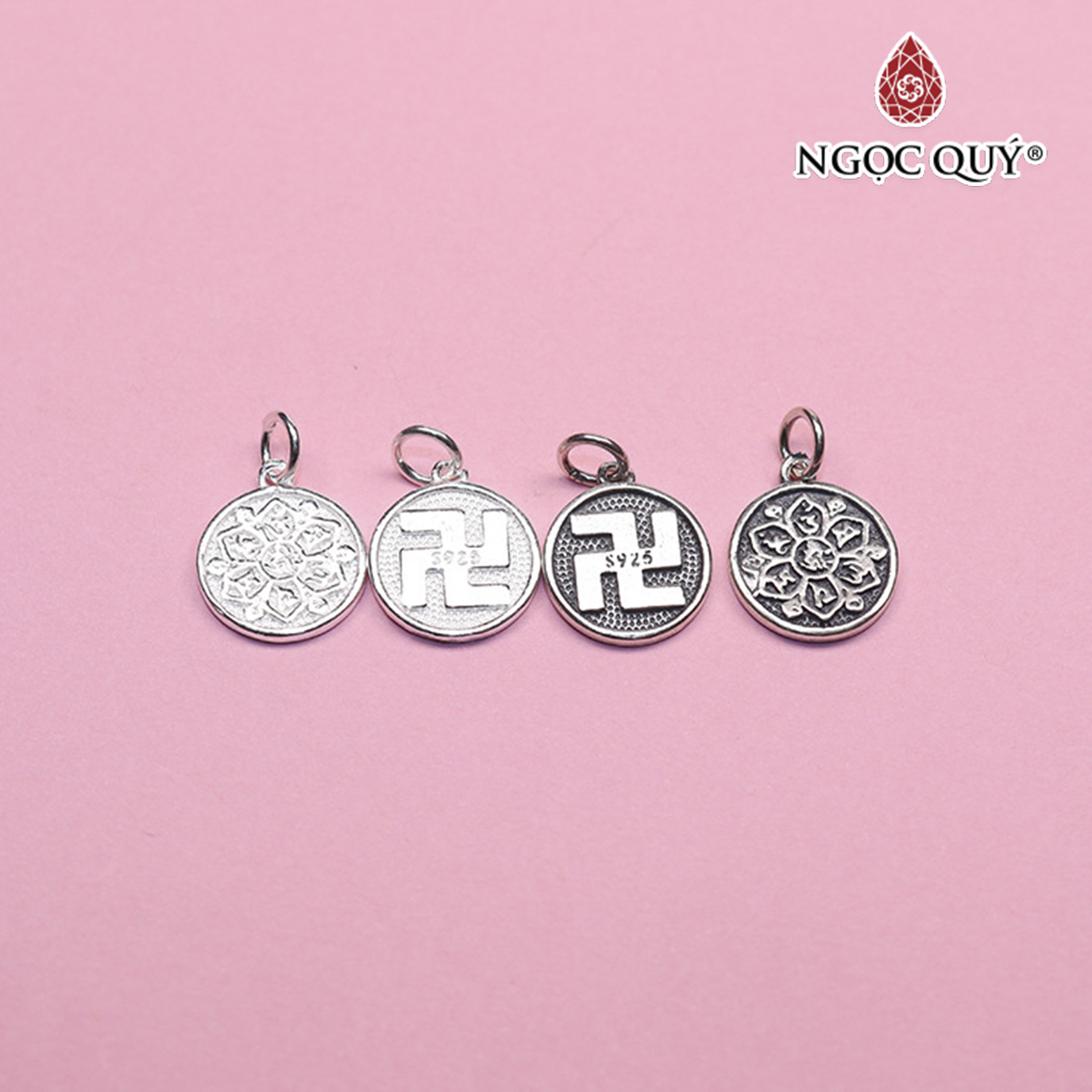 Charm bạc chữ vạn treo - Ngọc Quý Gemstones
