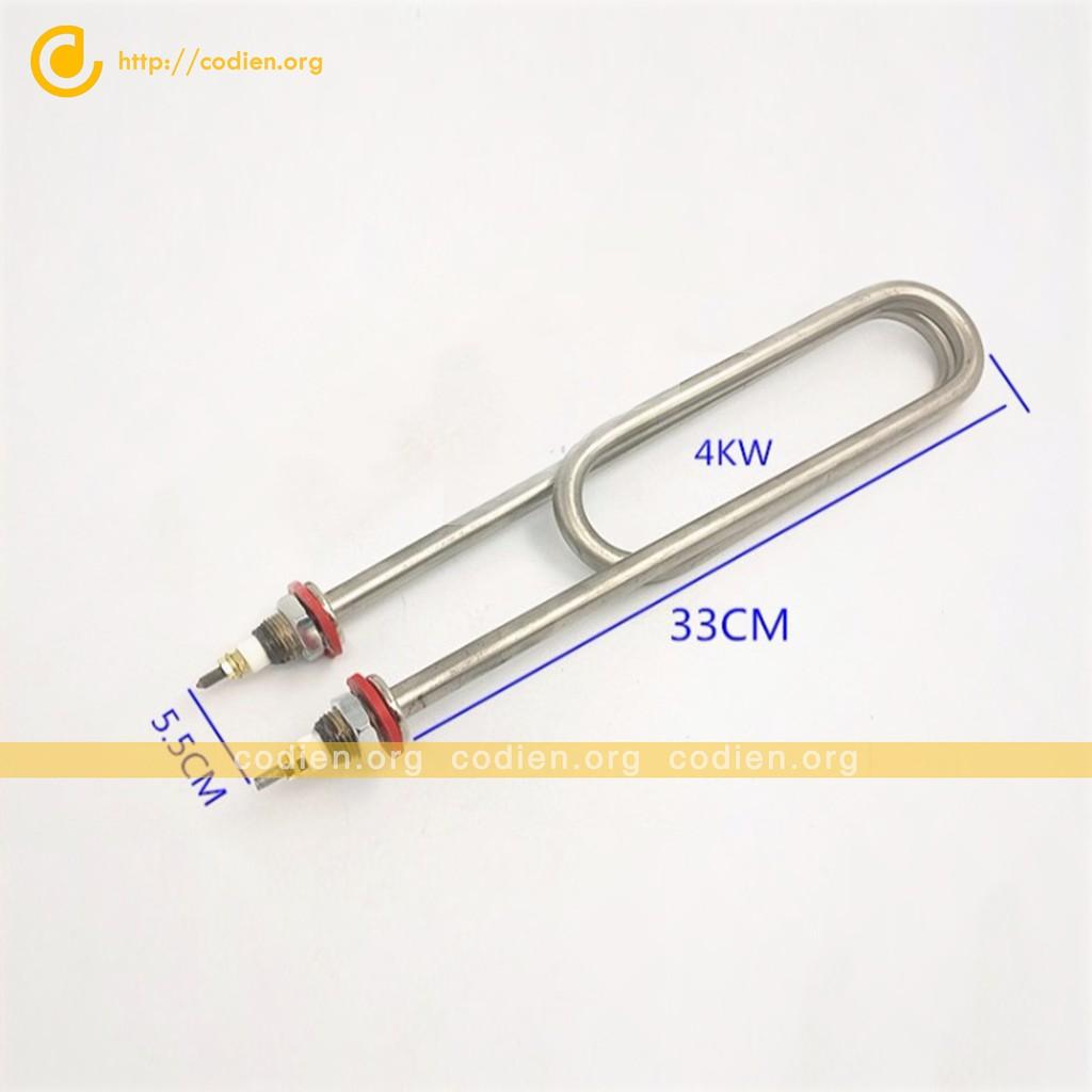 Điện trở thanh nhiệt U kép 45cm, đun nước tủ cơm, nấu nước - 220V - 9kw
