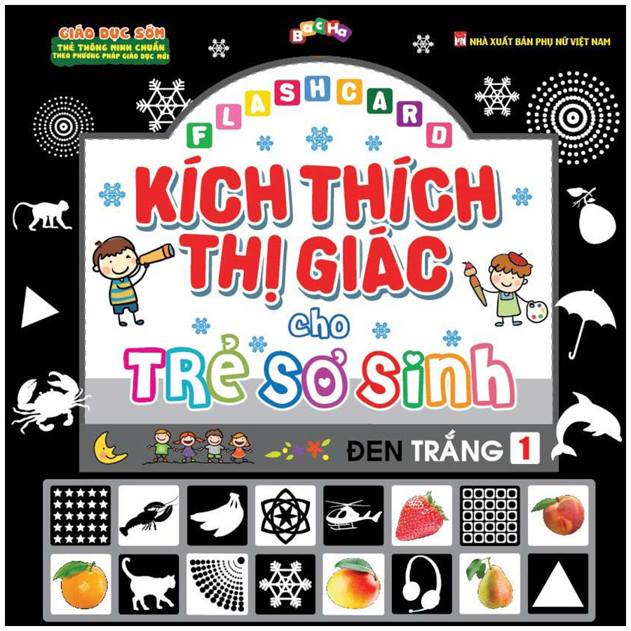 Flashcard Kích Thích Thị Giác Cho Trẻ Sơ Sinh 1 Đen Trắng (60 Thẻ Dán Tường)