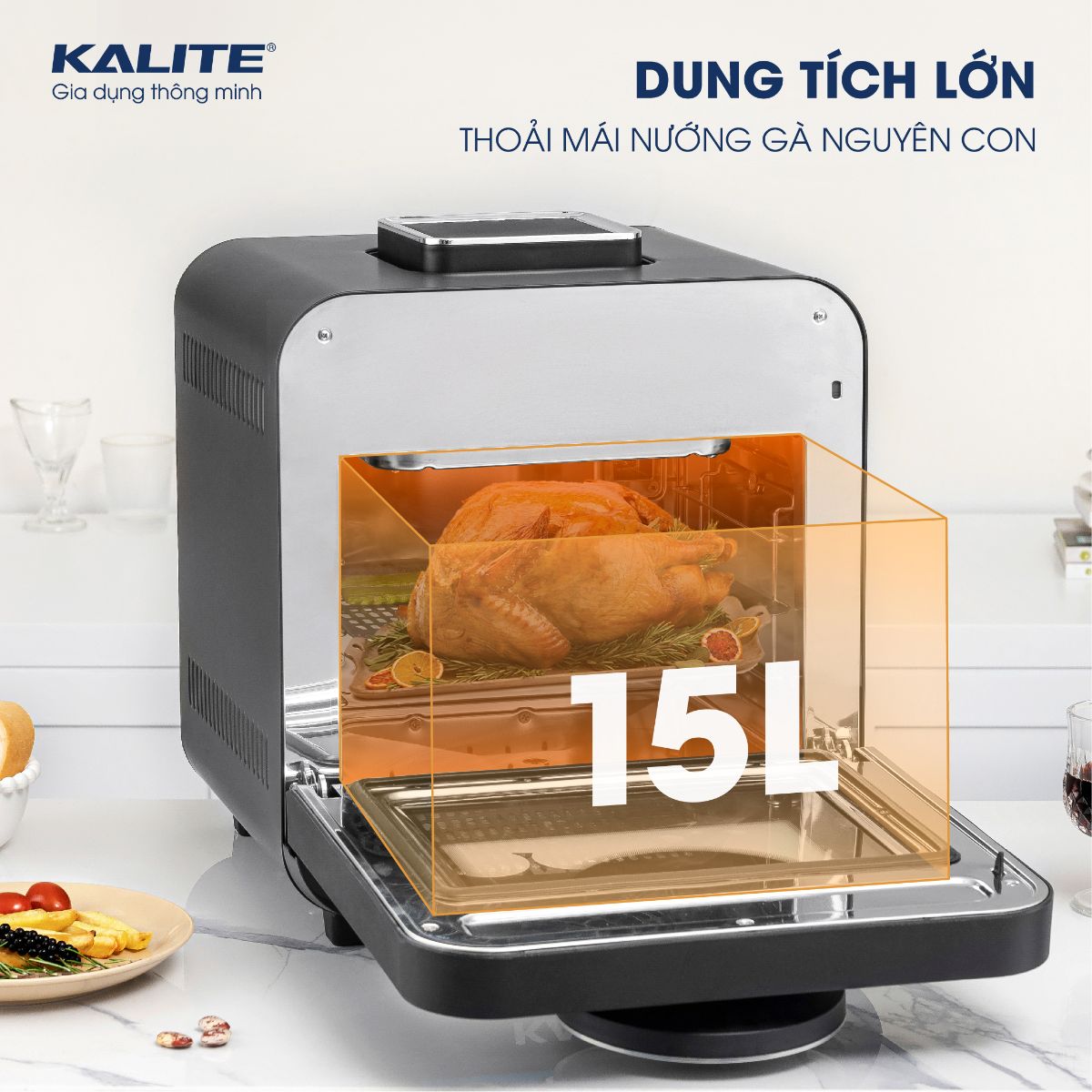 Nồi Chiên Hơi Nước, Kiêm Chiên Hấp KALITE STEAM STAR Tiêu Chuẩn Châu Âu Dung Tích 15 Lít, Công Suất 1635W - Hàng Chính Hãng