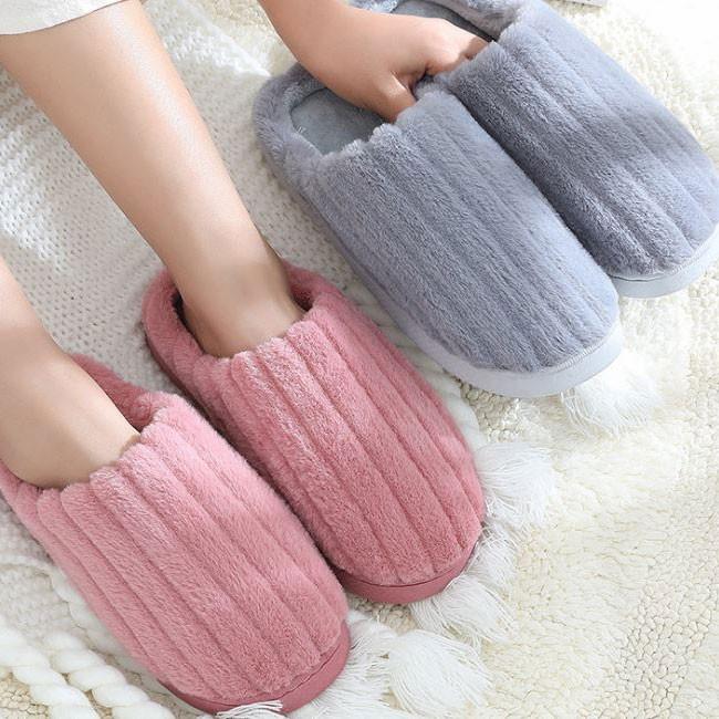 DÉP LÔNG UNISEX ULZZANG ĐẾ CAO SU CAO CẤP LÔNG DÀY SỌC TO SANG TRỌNG,MƯỢT ÊM