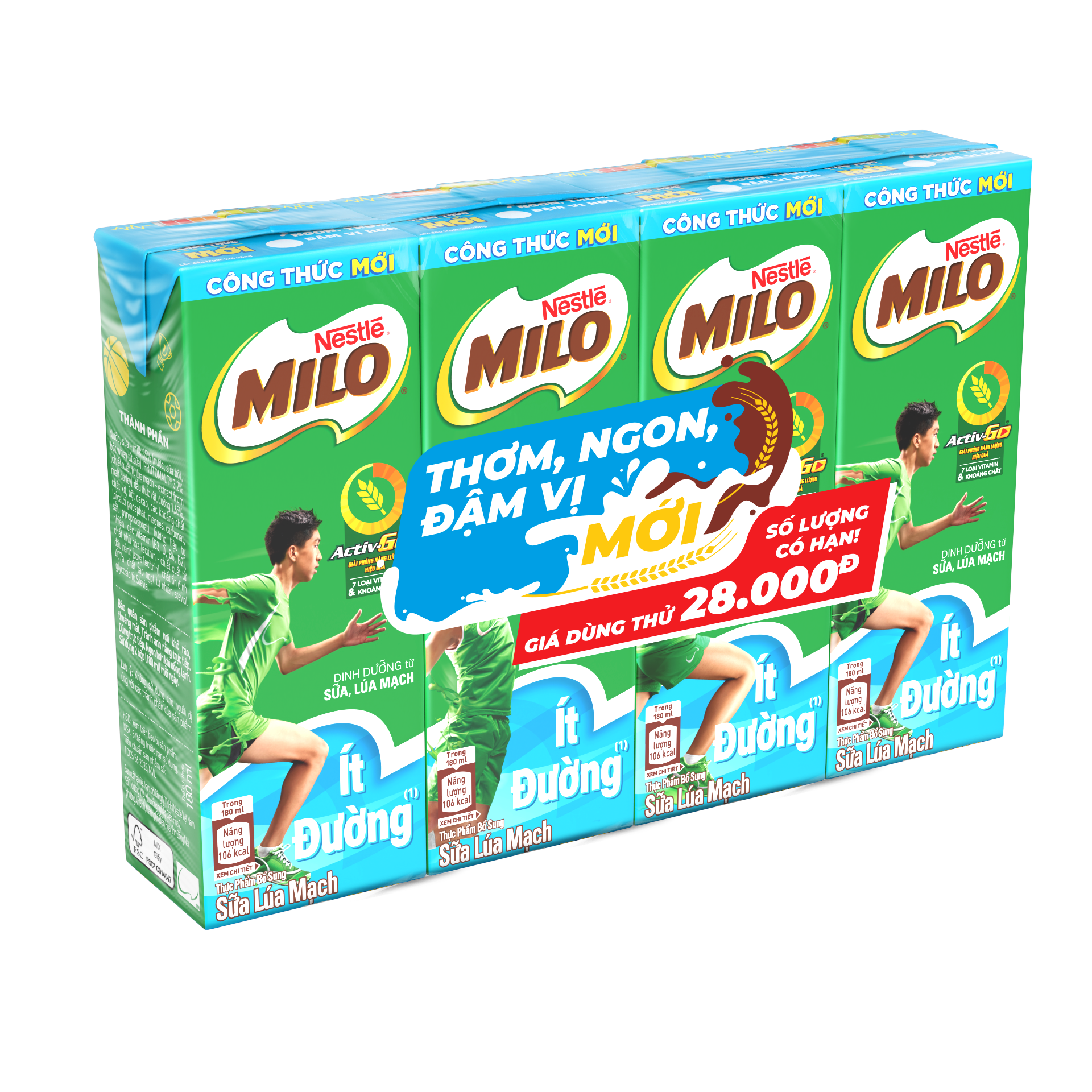 Hình ảnh Thùng 48 Hộp Sữa Nestlé Milo Ít Đường (180ml/ Hộp)