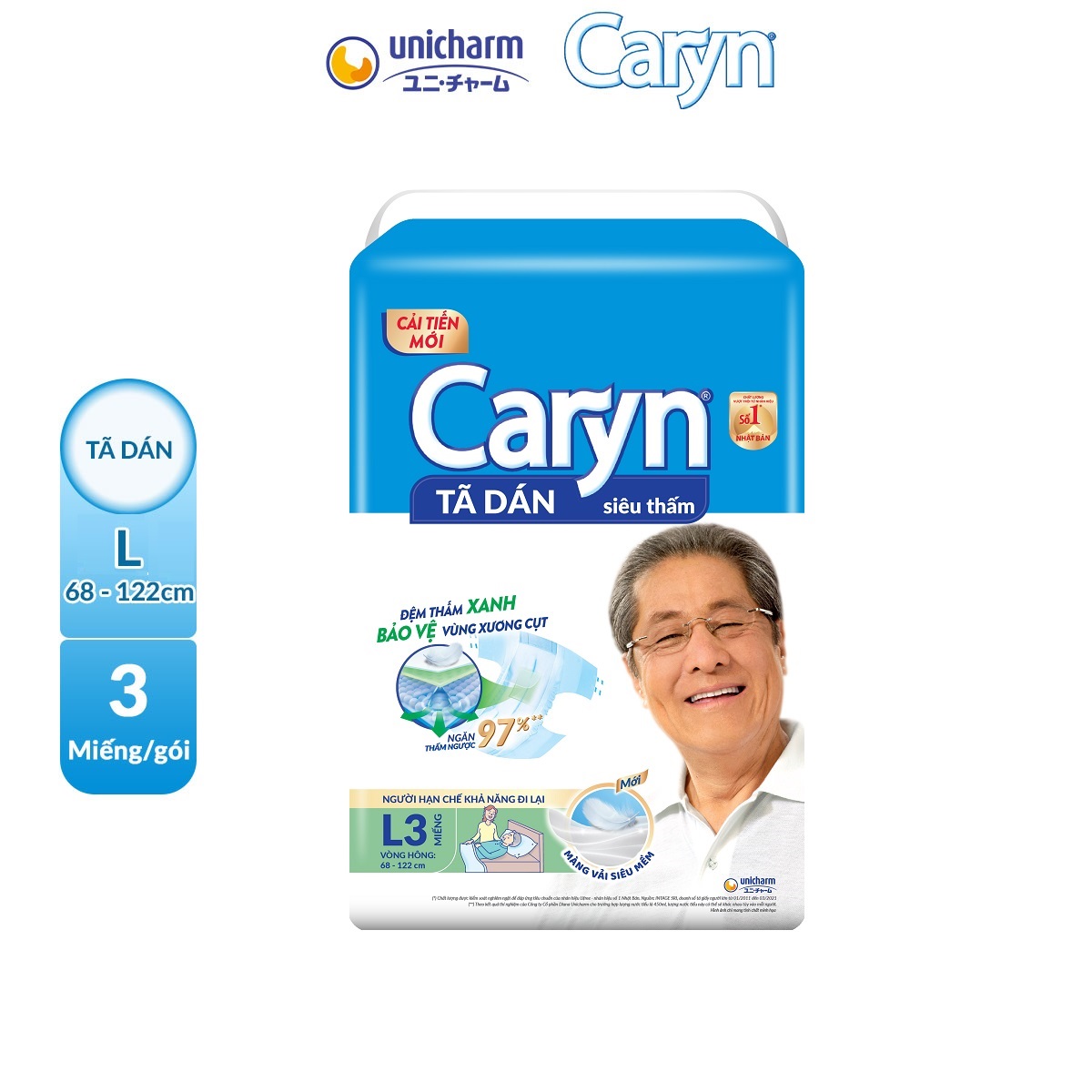 Tã Dán Người Lớn Caryn Siêu Thấm L03 (3 miếng