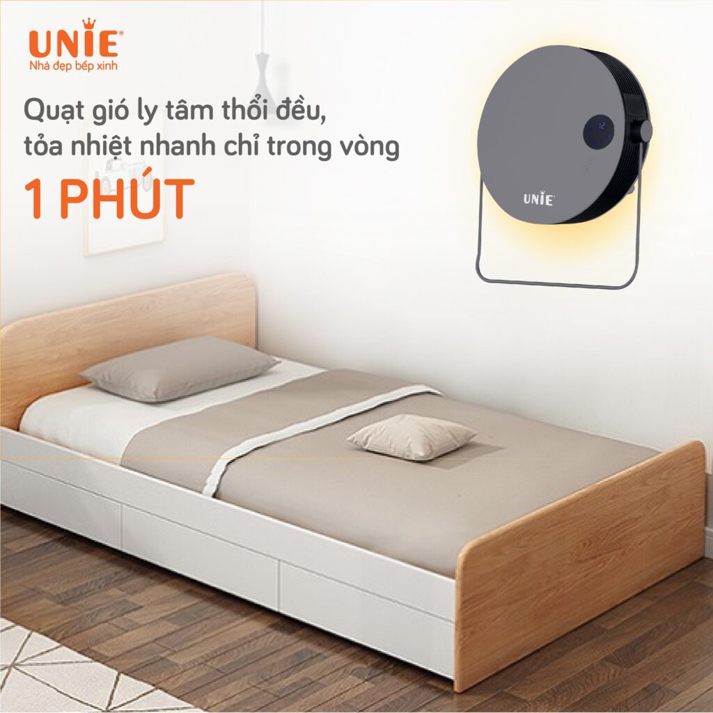 Máy sưởi gốm mini để bàn làm ấm không gian UNIE UE-125 công suất 2000W - Hàng chính hãng