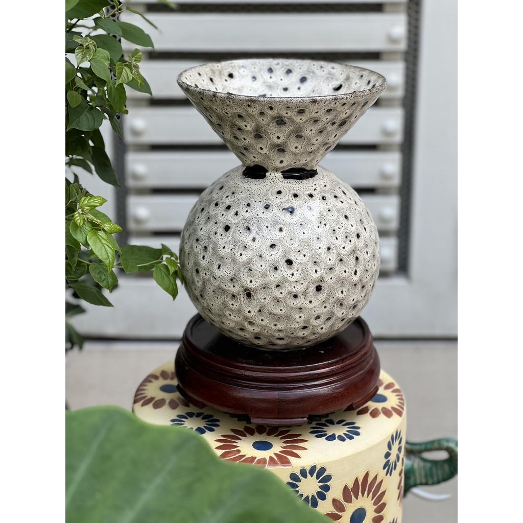 BÌNH HOA GỐM SỨ XUẤT KHẨU TRANG TRÍ DECOR MIỆNG LE TRÒN