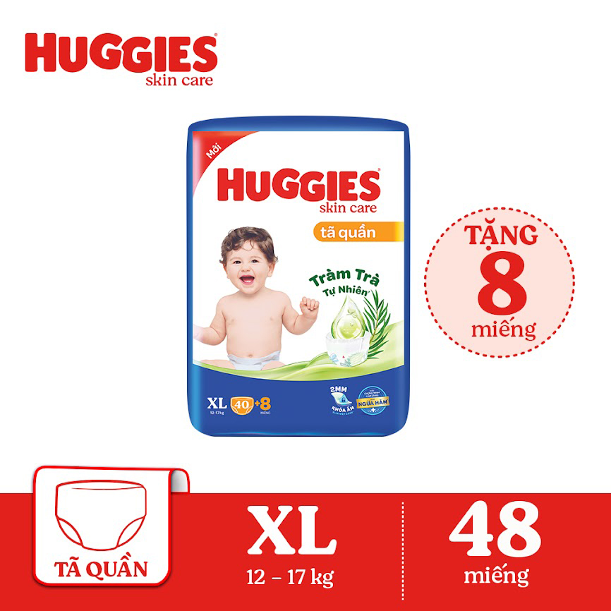 Tã/bỉm quần HUGGIES SKINCARE gói BIG JUMBO size XL 40+8 miếng