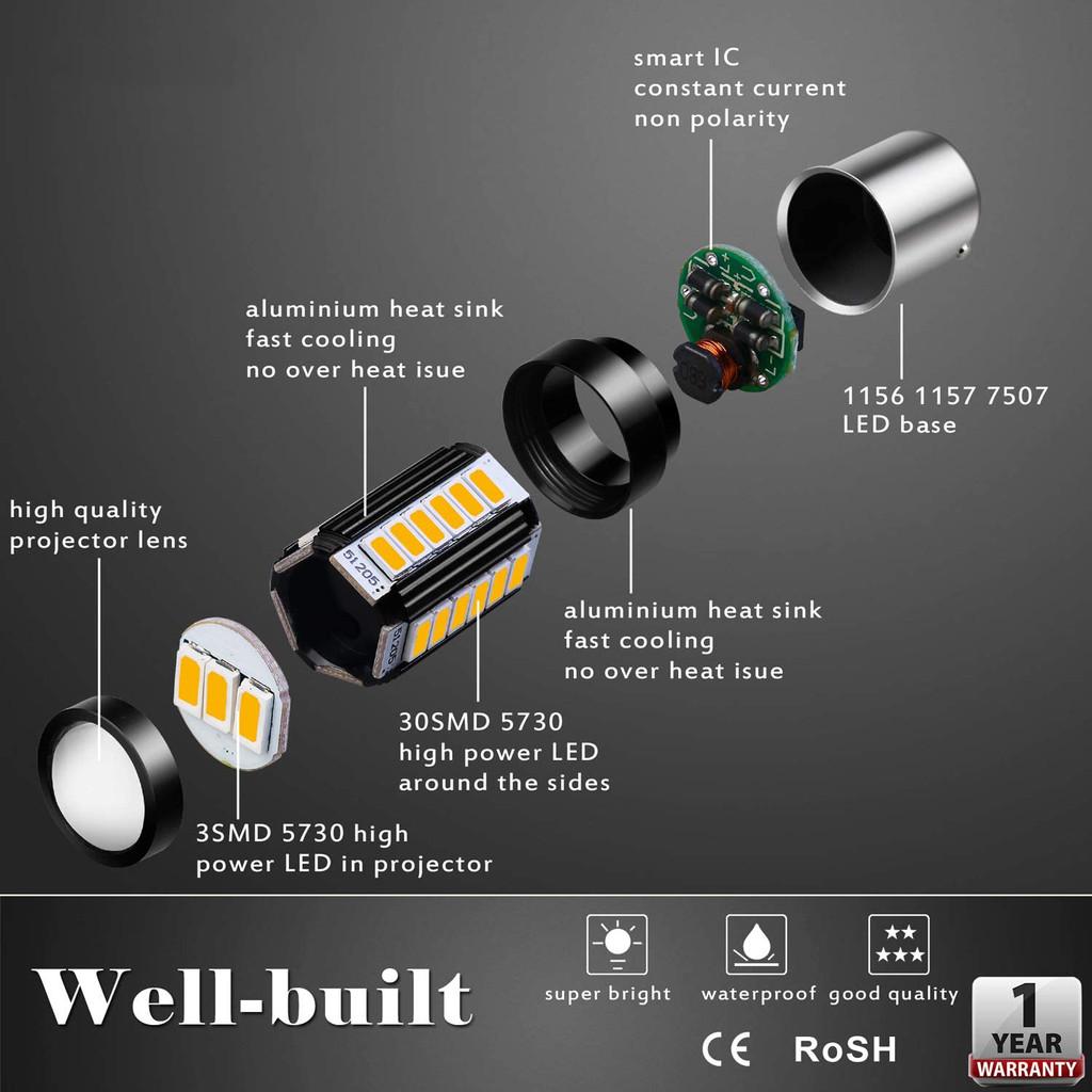 Bóng đèn led hậu 1157 Chipset 33 Bóng led có thấu kính hội tụ thế hệ mới cao cấp siêu sáng - 1 Bóng / Vàng