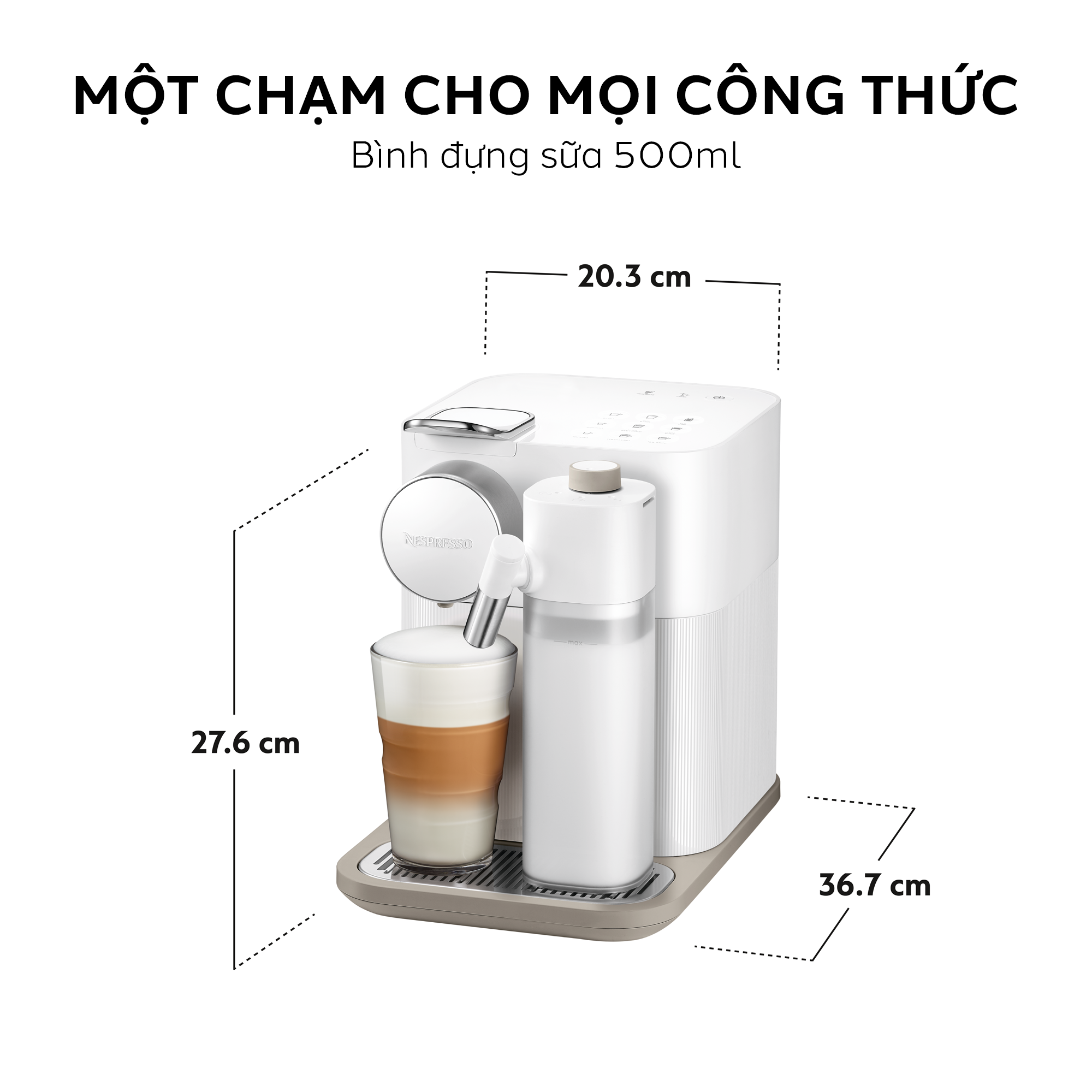Máy pha cà phê Nespresso Gran Lattissima Trắng - Hàng chính hãng