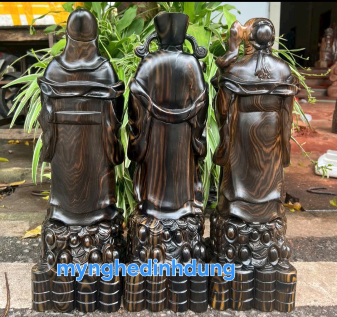 Bộ tam phúc lộc thọ bằng gỗ mun kt cao 40 x13x11cm