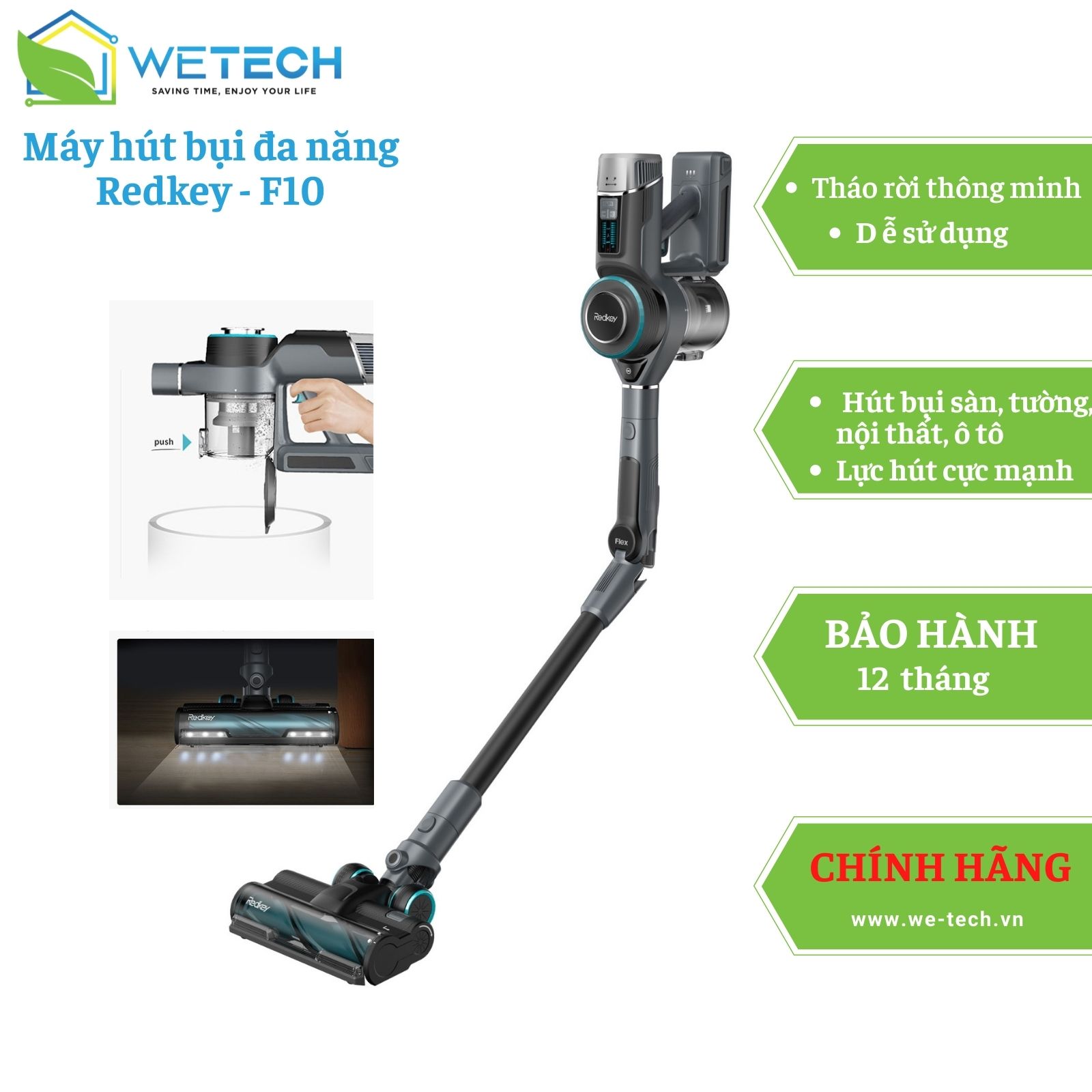 Máy hút bụi không dây đa năng công suất lớn RedKey F10 - Hàng chính hãng